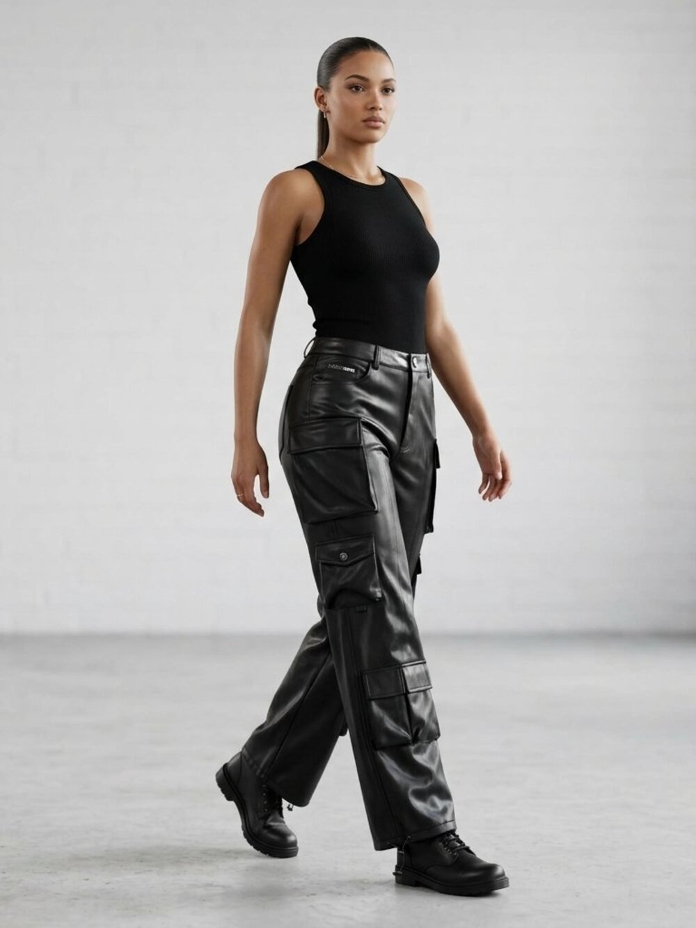 Fashion Nova Something About You Faux Leather Cargo Pants Black Large